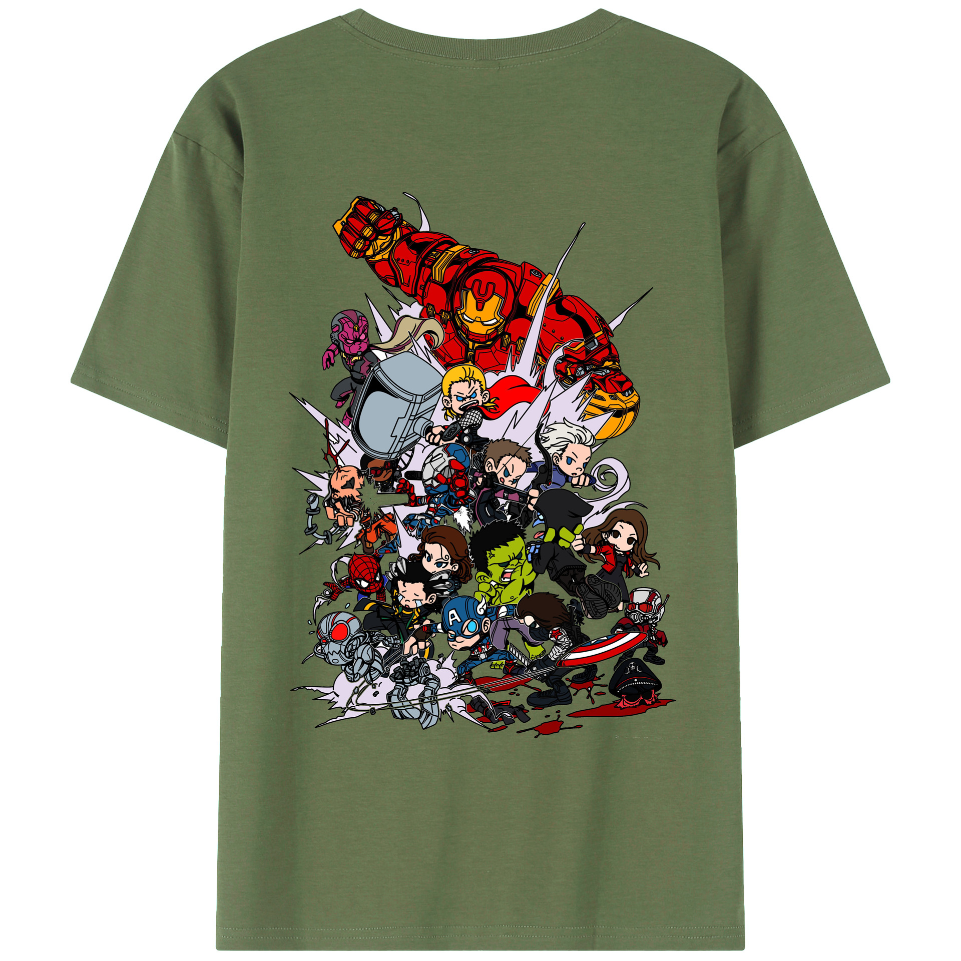 （画像用） アベンジャーズ The Avengers 綿100％ メンズ半袖Tシャツ（バックプリント） 通気性
